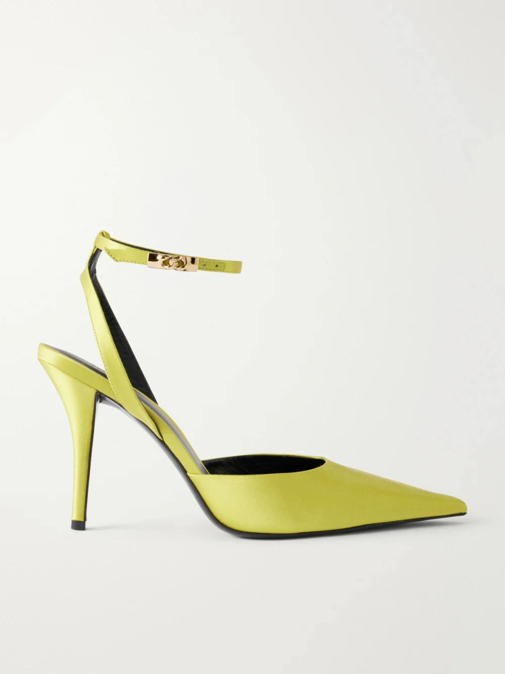 Balmain 100 Embellished Satin Pumps in chartreuse