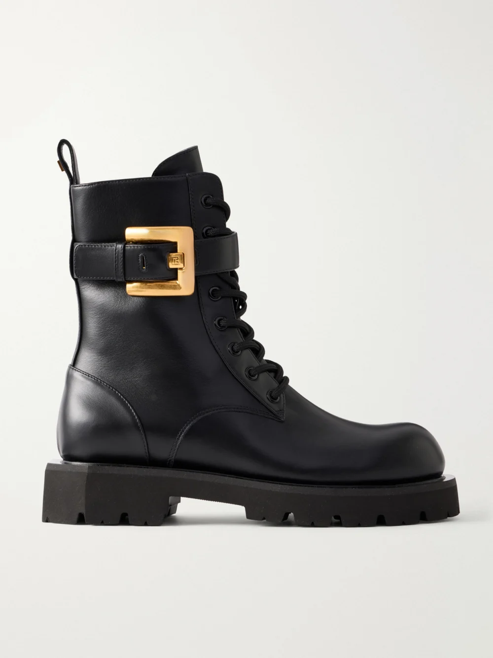 Balmain Anthem Belt-detailed Leather Ankle Boots in black