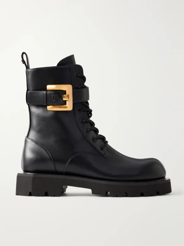 Balmain Anthem Belt-detailed Leather Ankle Boots