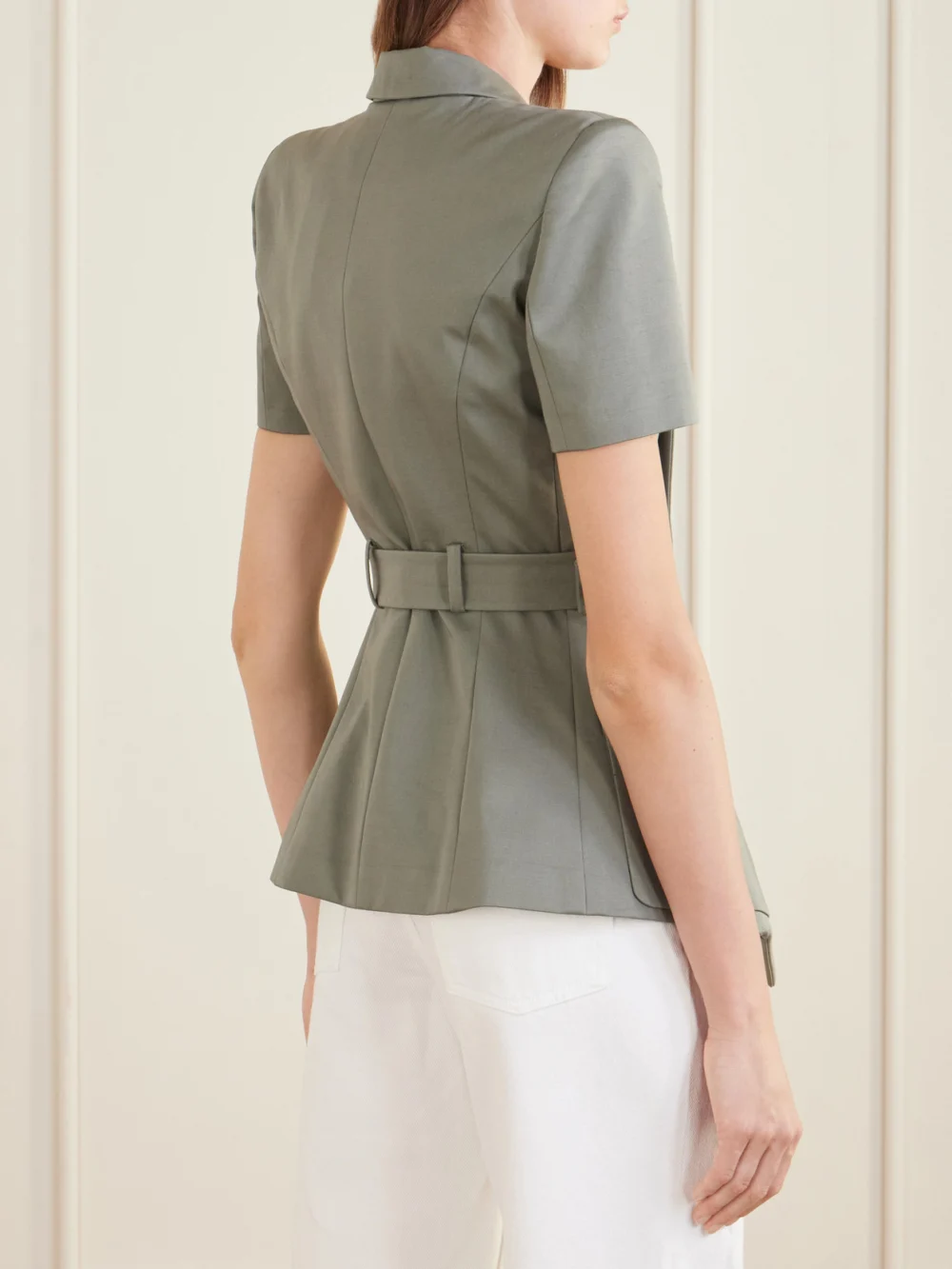 Back view of the Balmain Belted Cotton-gabardine Jacket