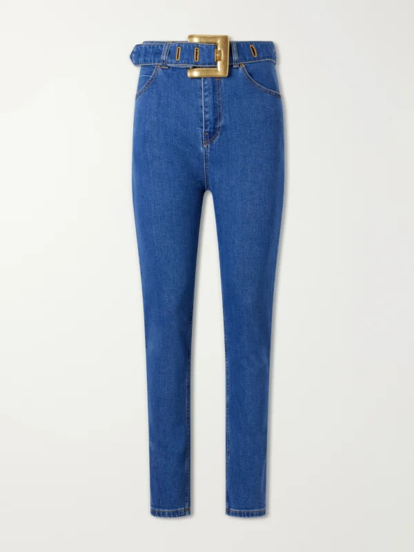 Balmain Belted High-waist Straight-leg Jeans