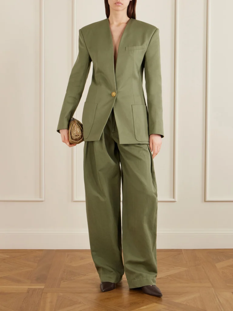 Balmain Belted Pleated Cotton and Linen-blend Twill Tapered Pants