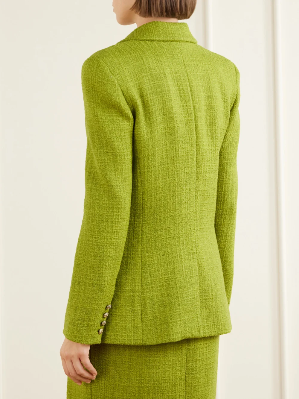 Back view of the Balmain Bouclé-tweed Wool-blend Jacket