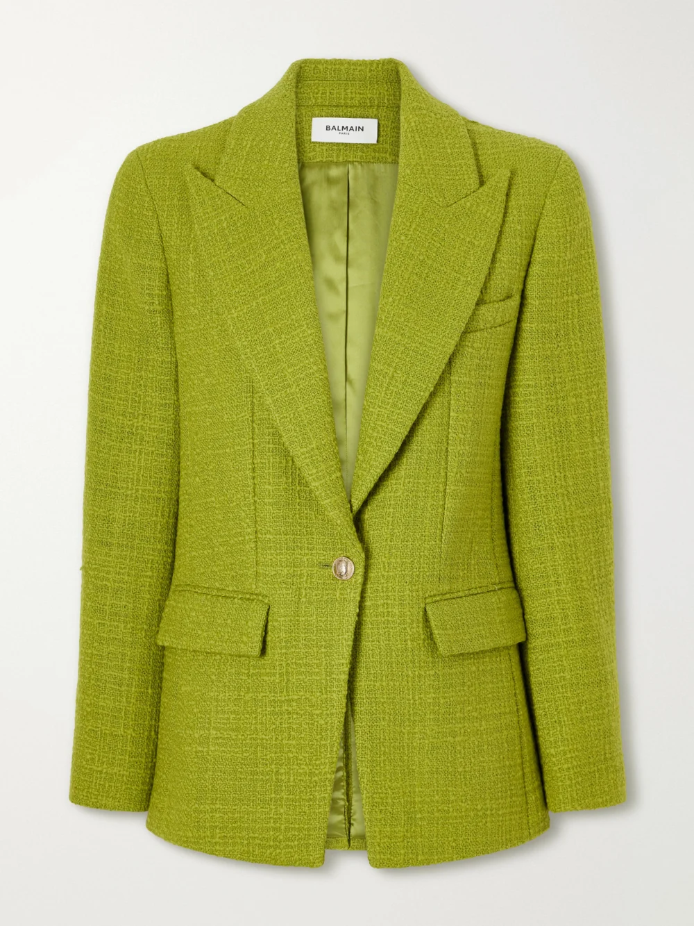 Balmain Bouclé-tweed Wool-blend Jacket in green