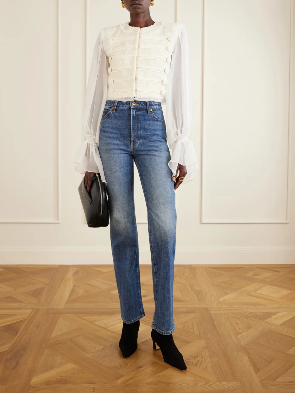 Balmain Brandebourg Tweed Blouse, worn by a model