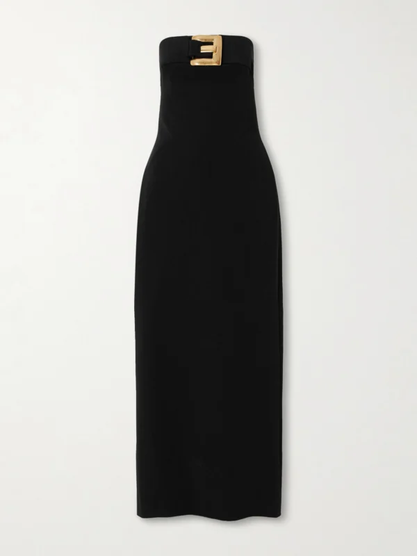 Balmain Buckle-embellished Jersey Bustier Midi Dress