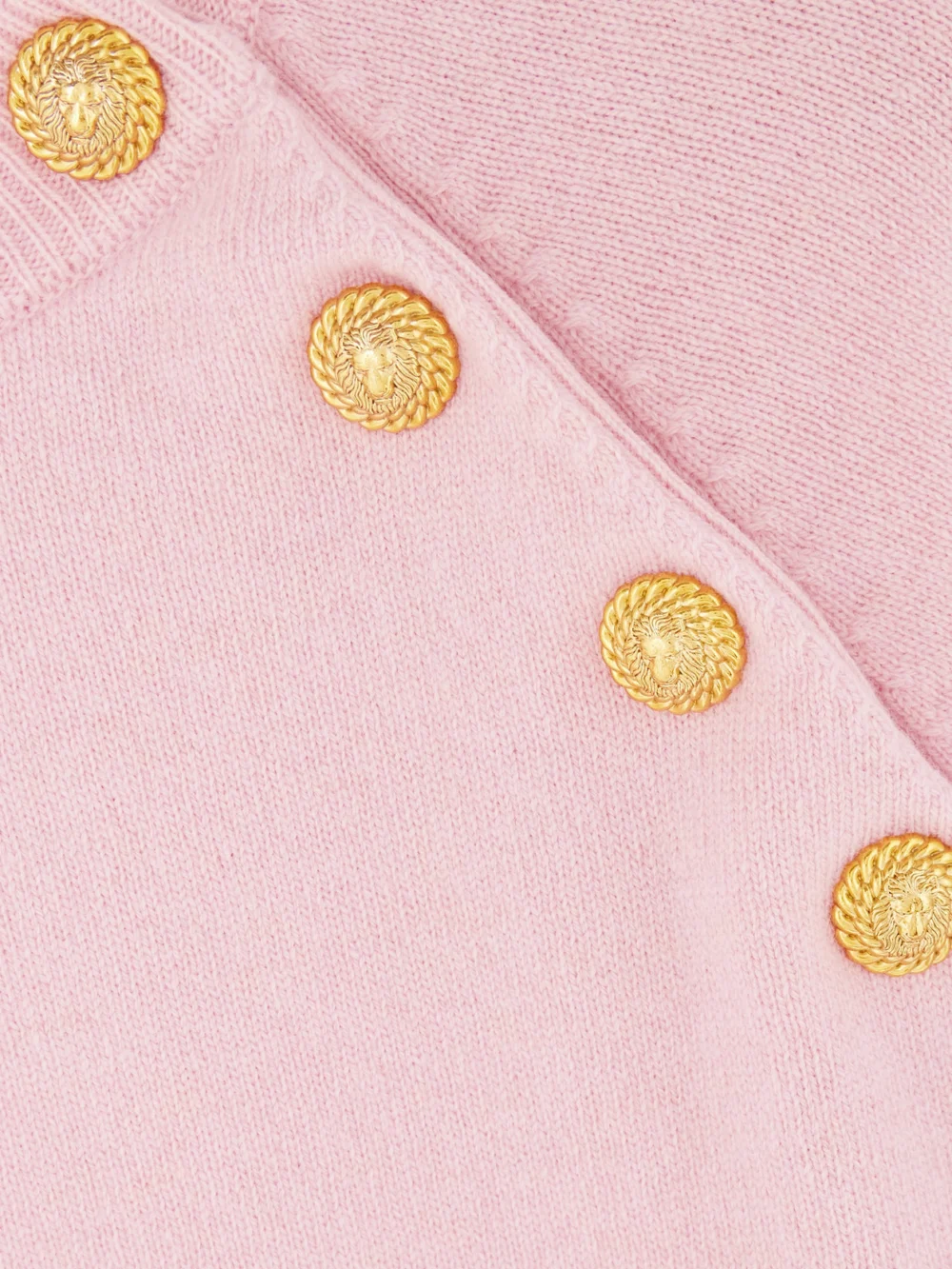 Close-up detail of the Balmain Button-embellished Cashmere and Wool-blend Sweater