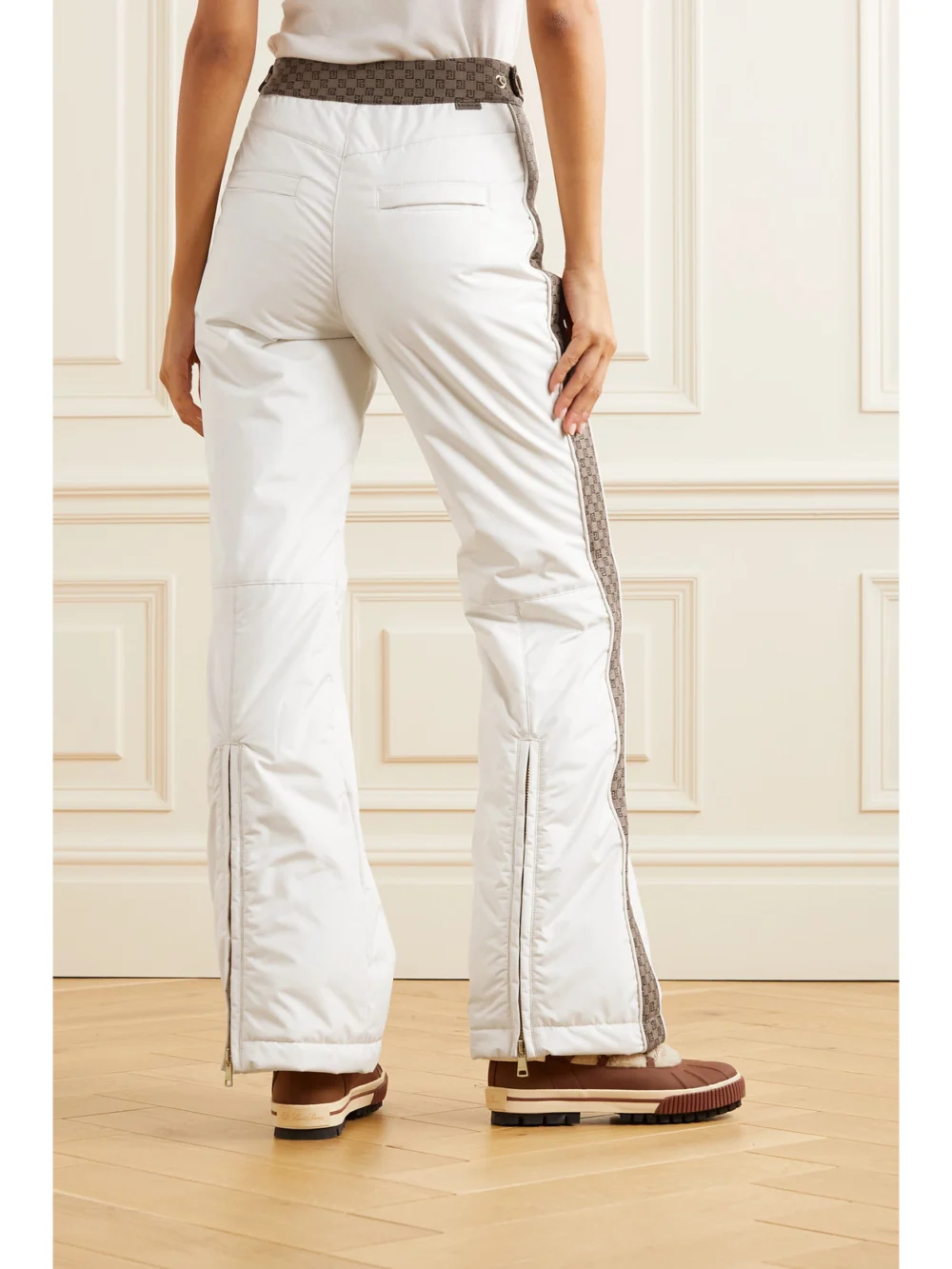 Back view of the Balmain Canvas Jacquard-trimmed Flared Ski Pants
