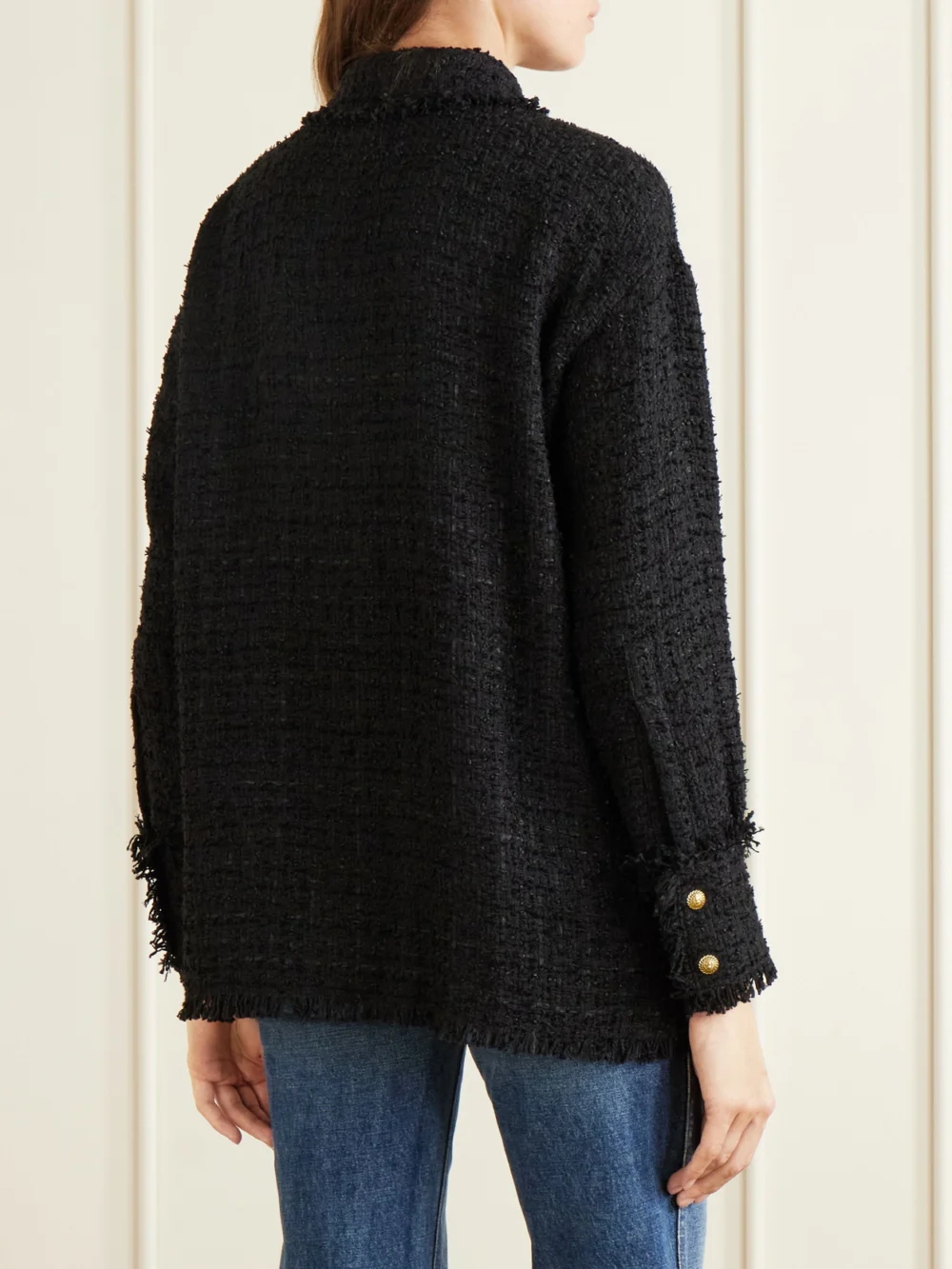 Back view of the Balmain Cotton-blend Tweed Shirt