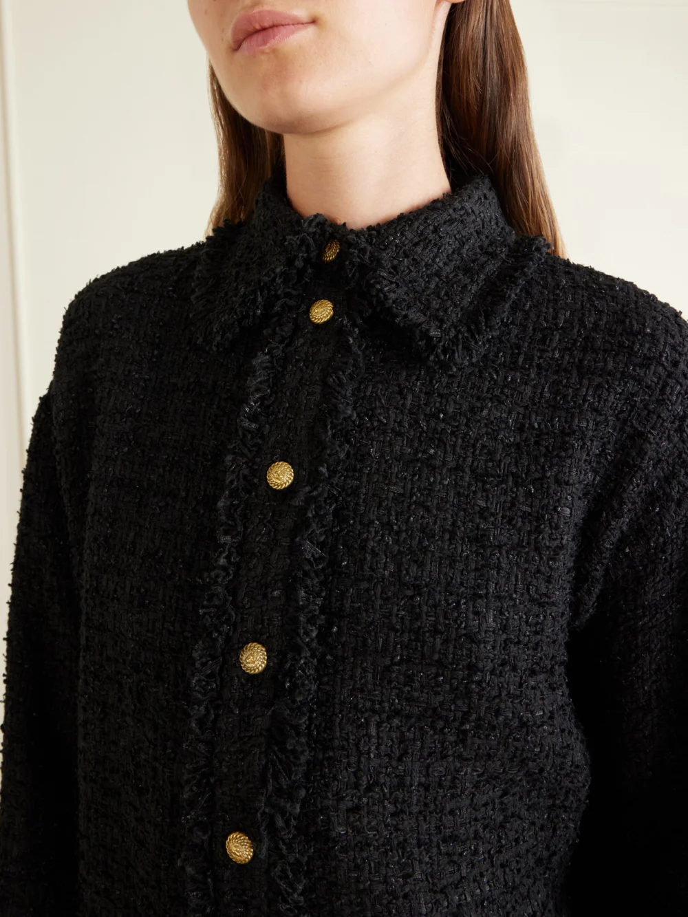 Close-up detail of the Balmain Cotton-blend Tweed Shirt