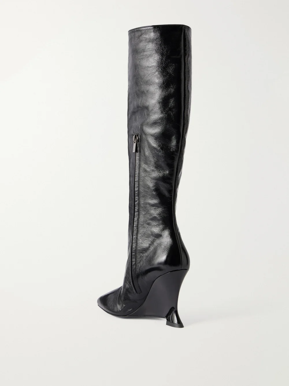 Back view of the Balmain Crinkled-leather Knee Boots