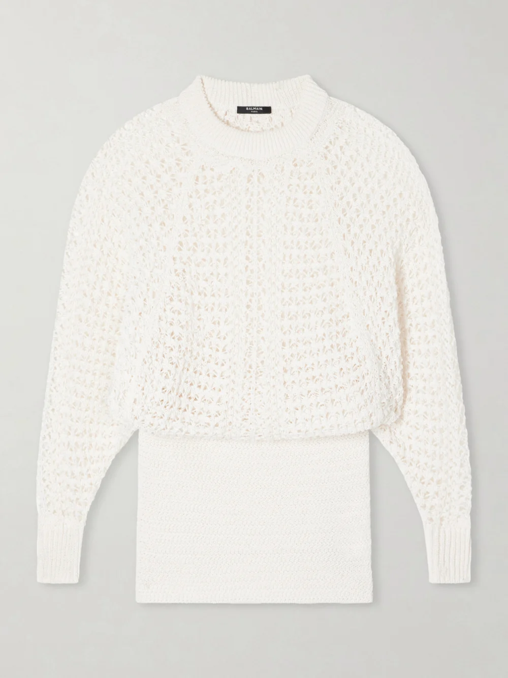 Balmain Crocheted Mini Dress in off-white