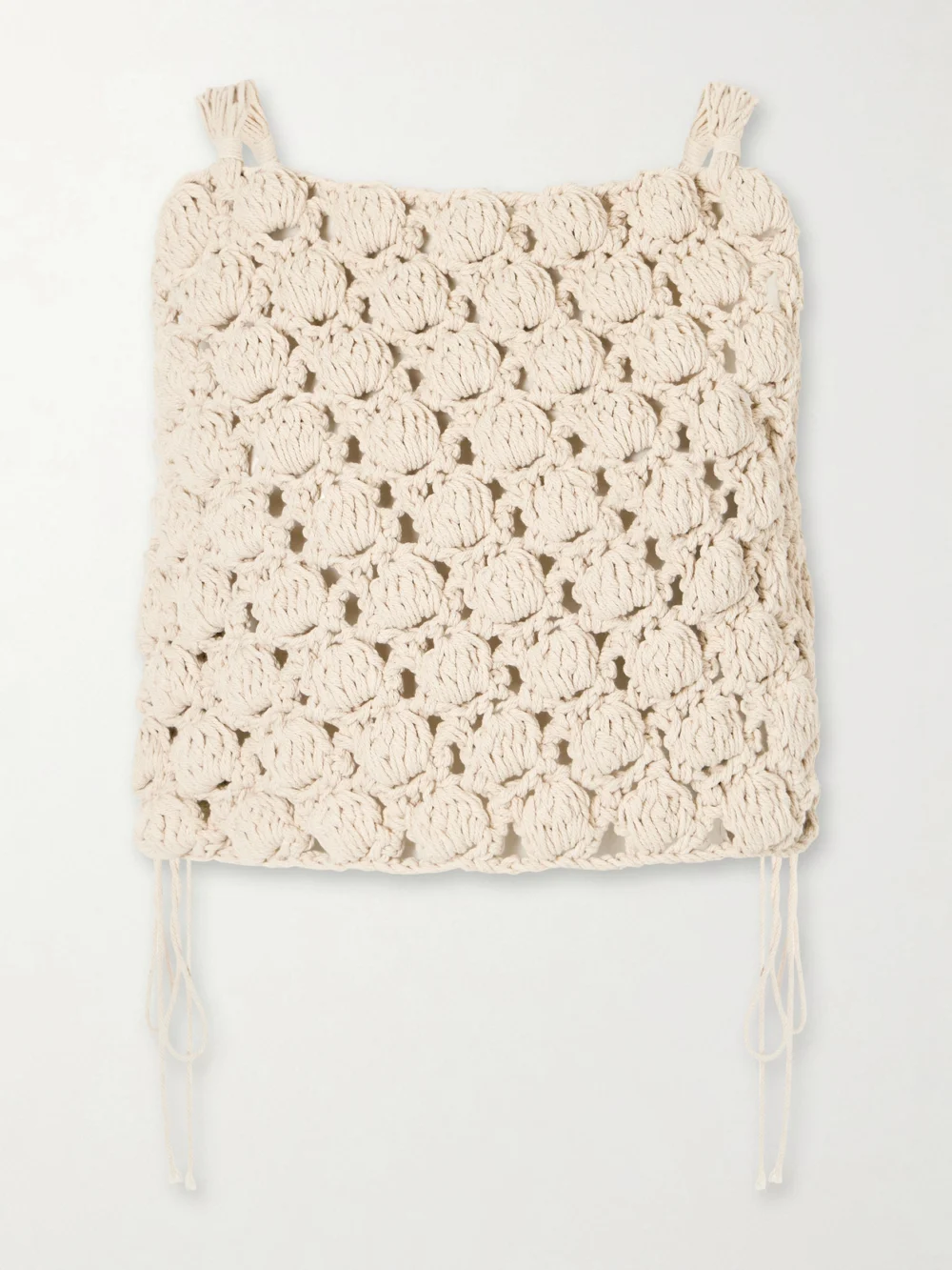 Balmain Cropped Crochet Cotton Top in ecru
