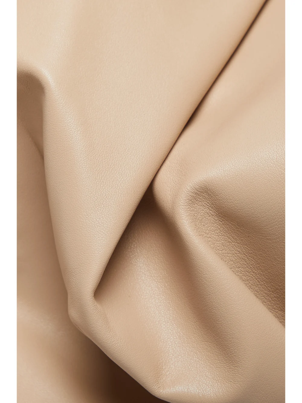 Close-up detail of the Balmain Cropped Gathered Leather Halterneck Top