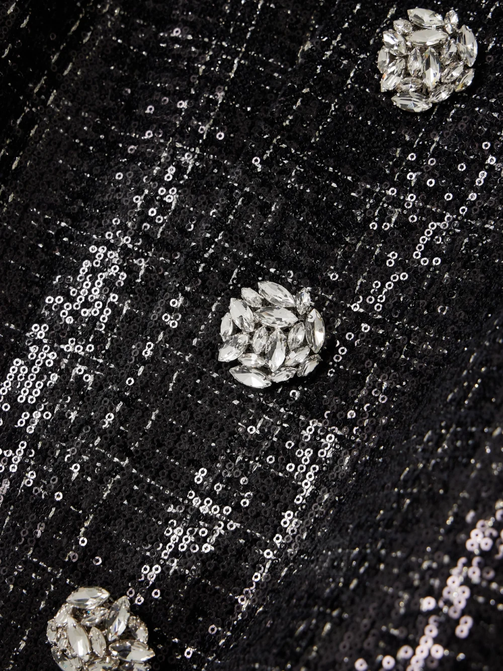 Close-up detail of the Balmain Crystal-embellished Sequined Tweed Jacket