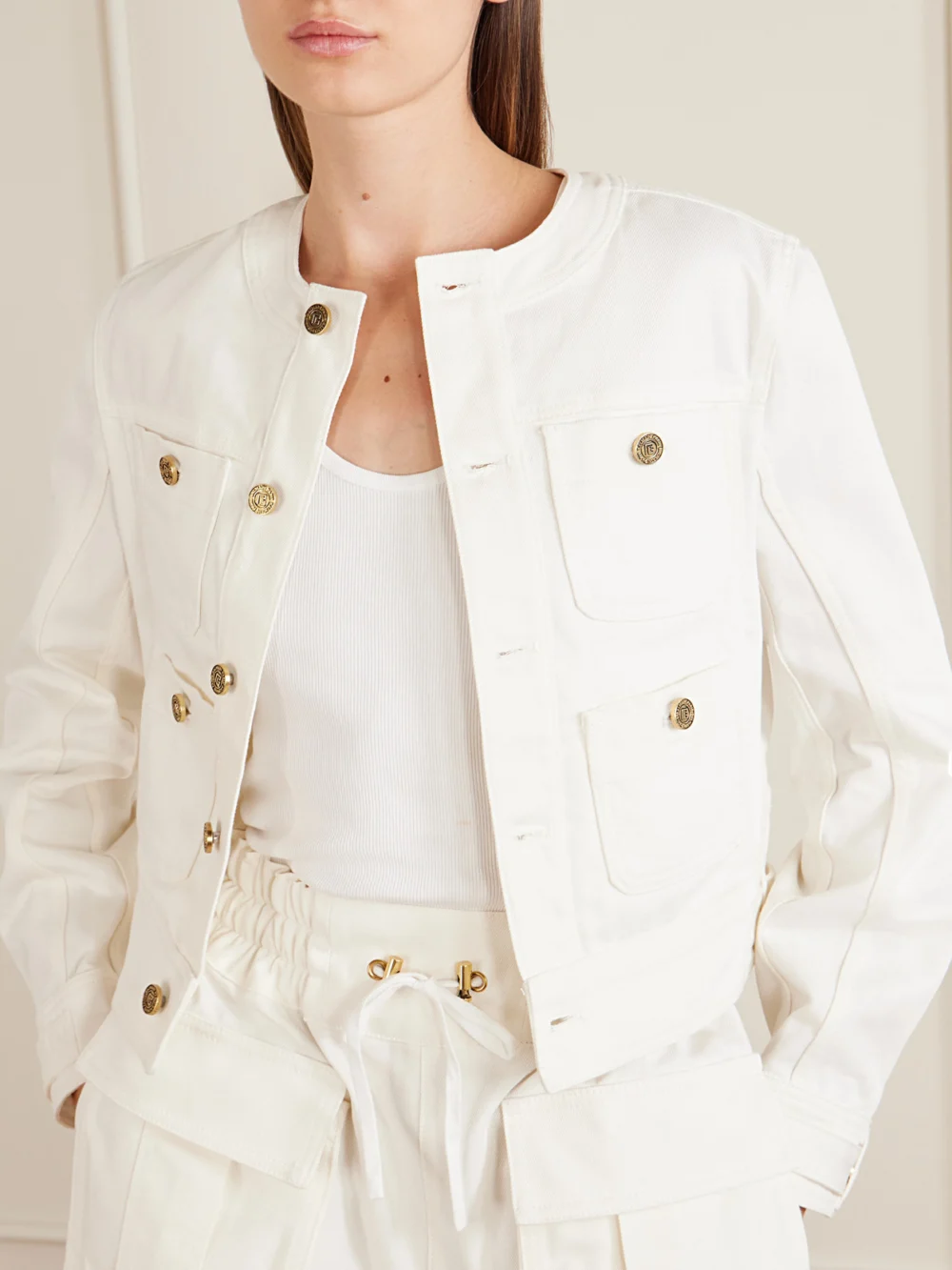 Close-up detail of the Balmain Denim Jacket