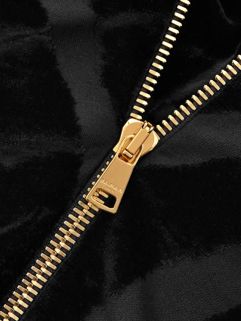 Close-up detail of the Balmain Devoré-velvet Gown