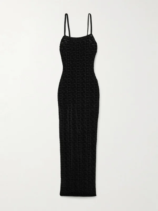 Balmain Devoré-velvet Midi Dress