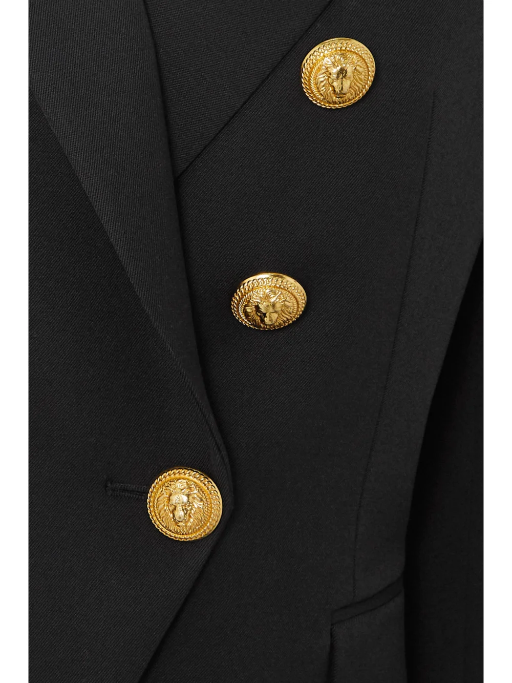 Close-up detail of the Balmain Double-breasted Wool-twill Blazer