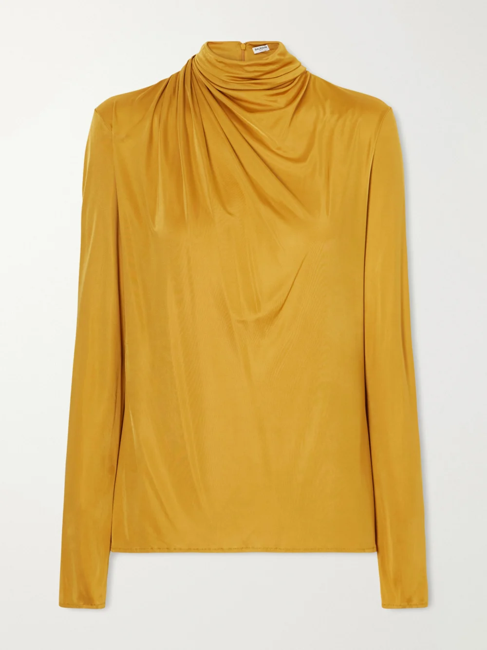 Balmain Draped Jersey Blouse in orange