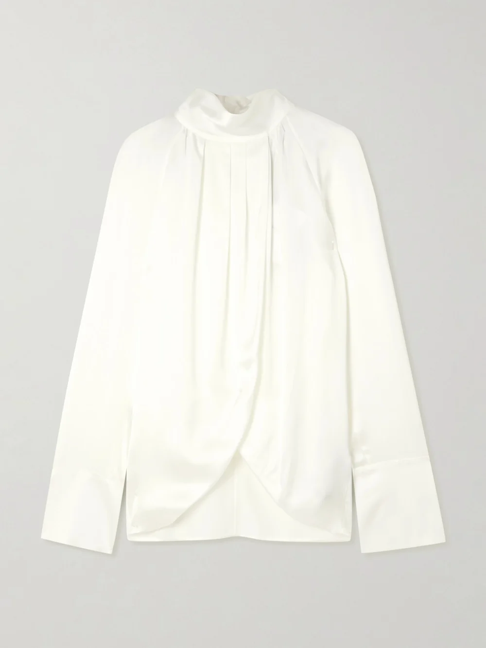 Balmain Draped Silk-satin Blouse in white