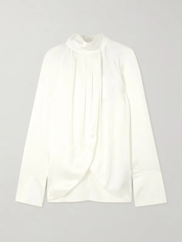 Balmain Draped Silk-satin Blouse