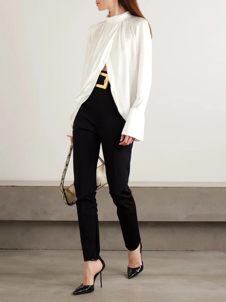 Balmain Draped Silk-satin Blouse