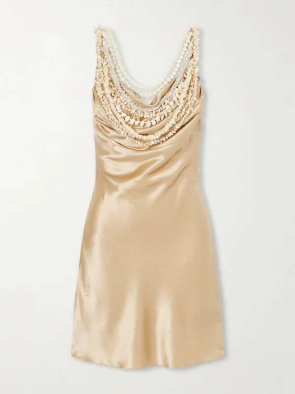 Balmain Embellished Draped Silk-satin Mini Dress