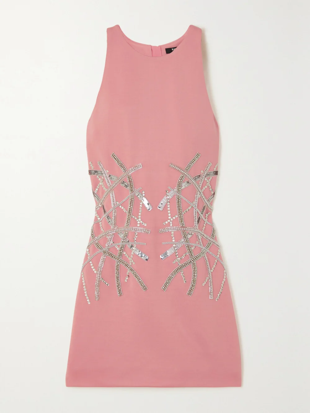 Balmain Embellished Stretch-knit Mini Dress in pink