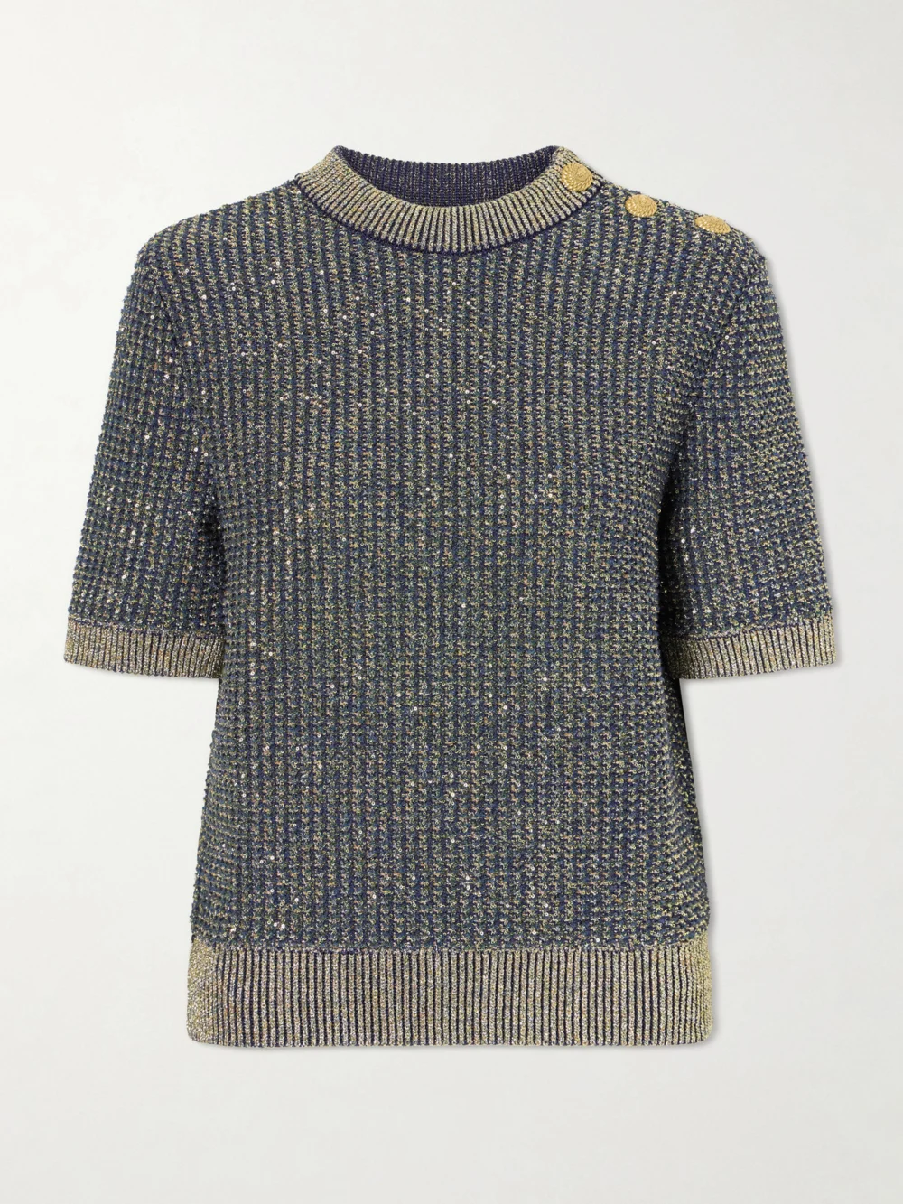 Balmain Embellished Tweed Sweater in multi