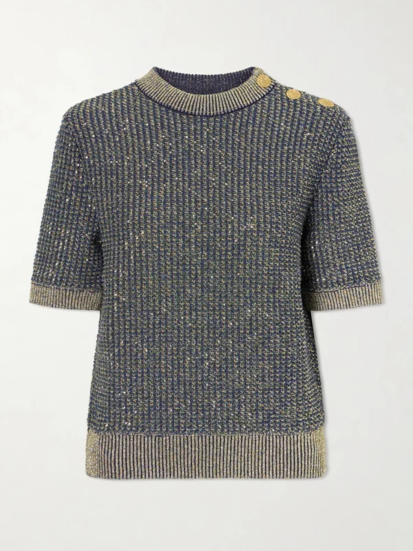 Balmain Embellished Tweed Sweater