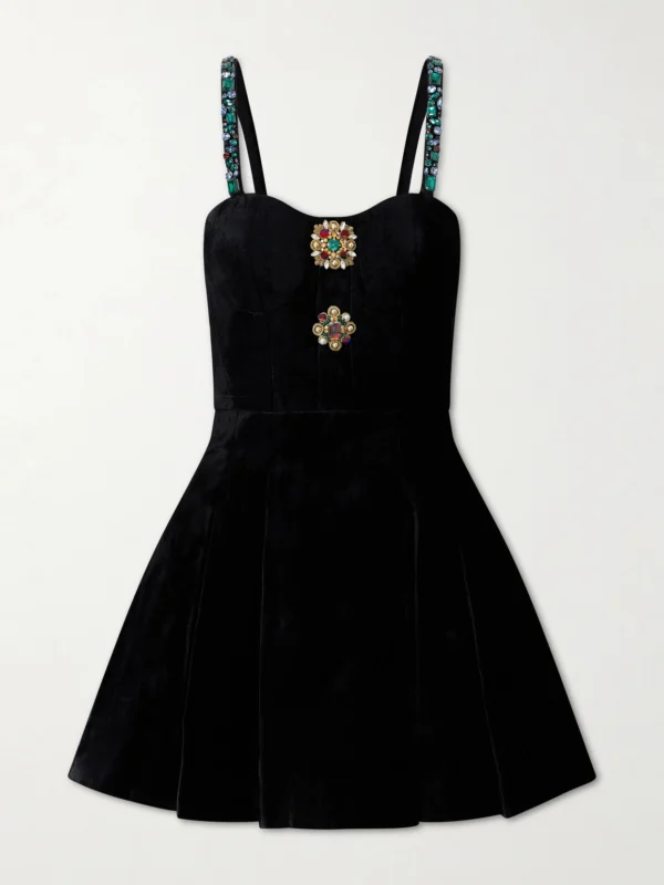 Balmain Embellished Velvet Mini Dress