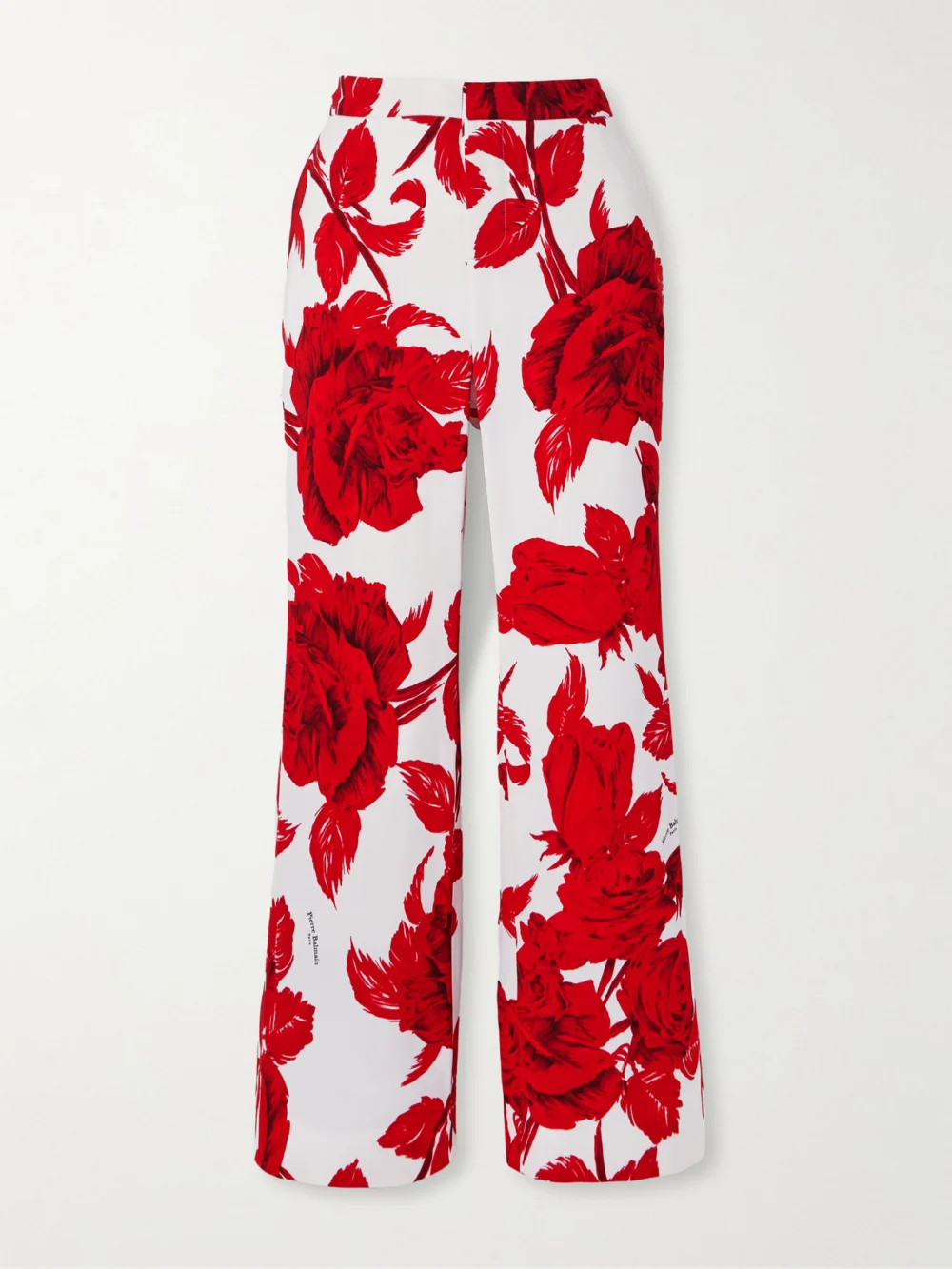 Balmain Floral-print Crepe Flared Pants in fr 38