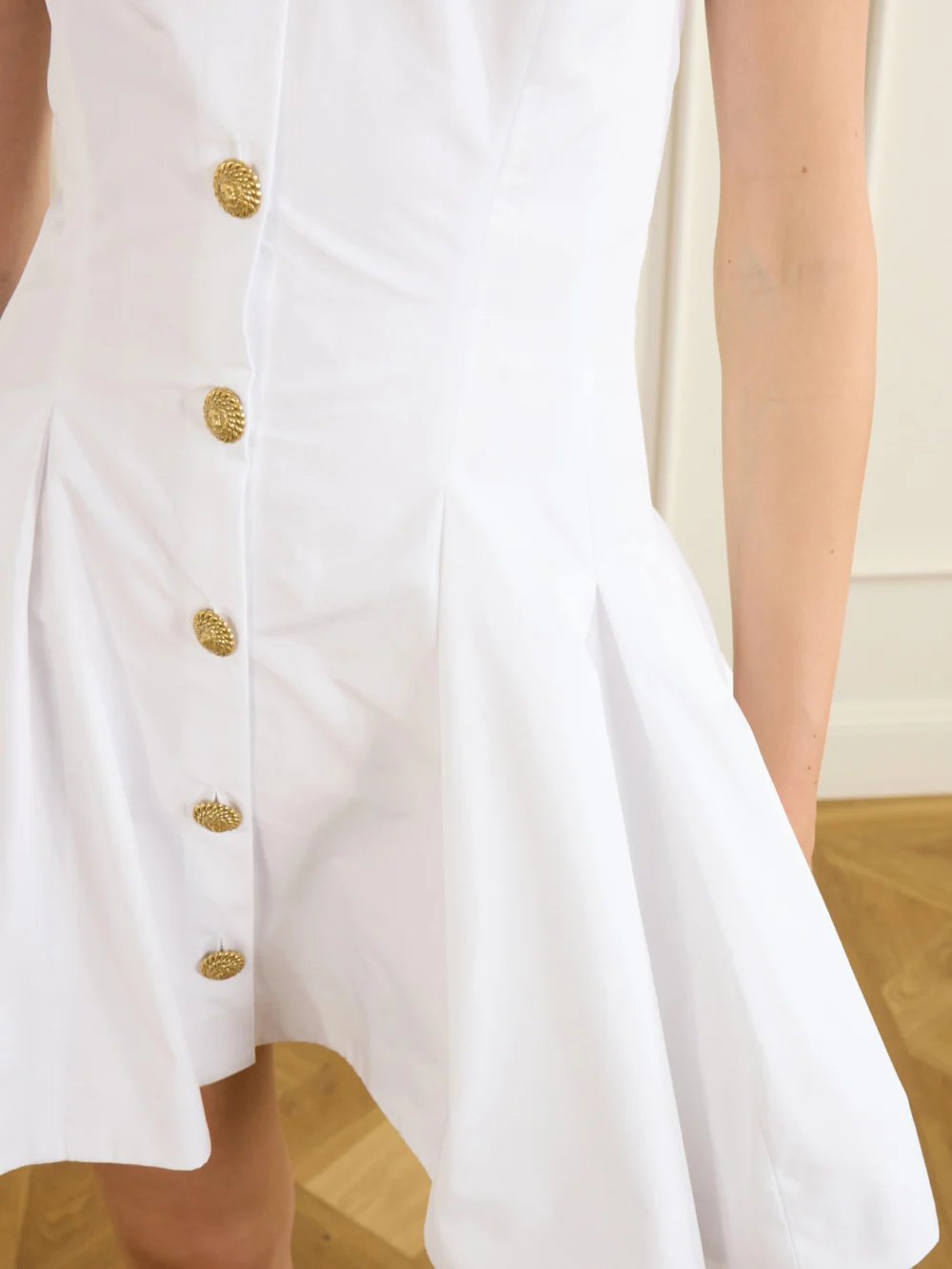 Close-up detail of the Balmain Halterneck Cotton-poplin Mini Dress