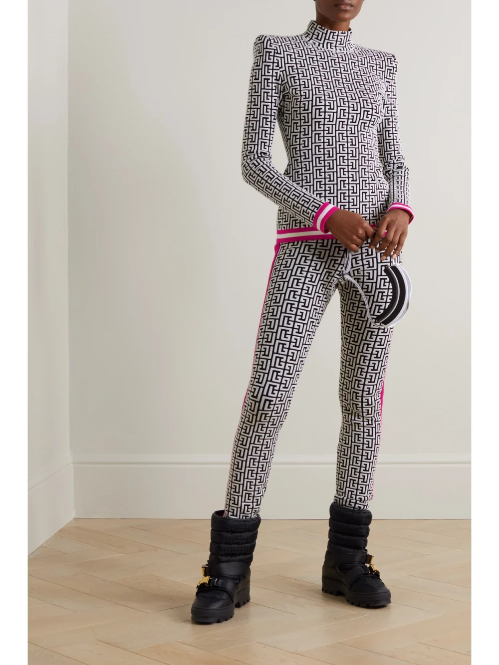 Balmain Jacquard-knit Turtleneck Sweater, worn by a model