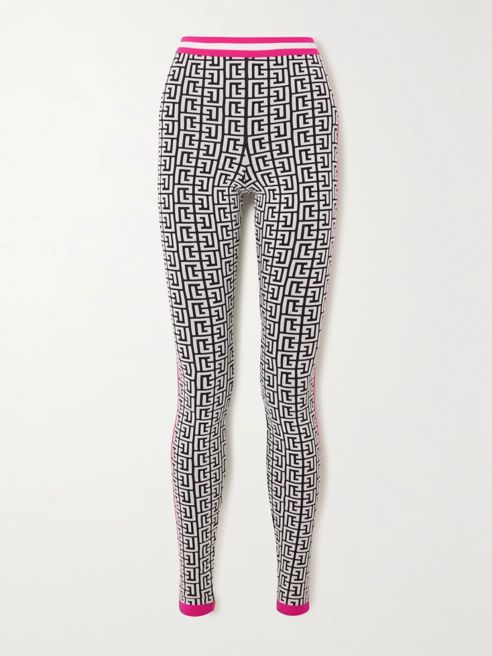 Balmain Jacquard-knit Wool-blend Leggings in black