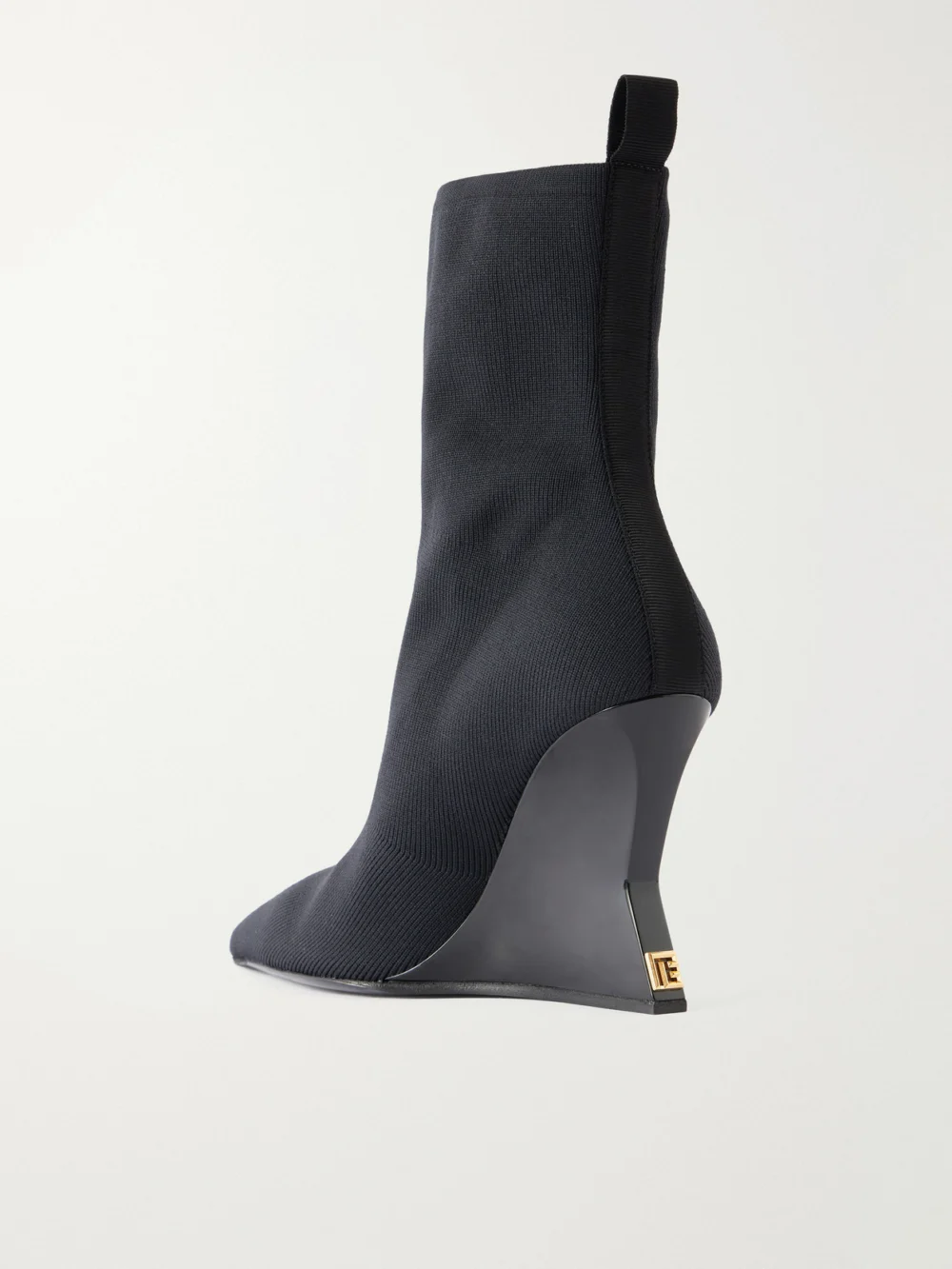 Back view of the Balmain Knitted Wedge Ankle Boots