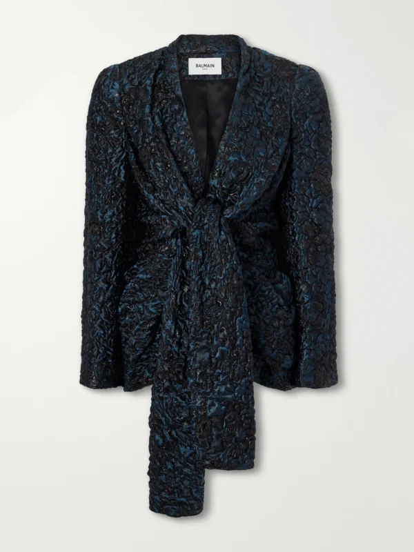 Balmain Knotted Floral-jacquard Jacket