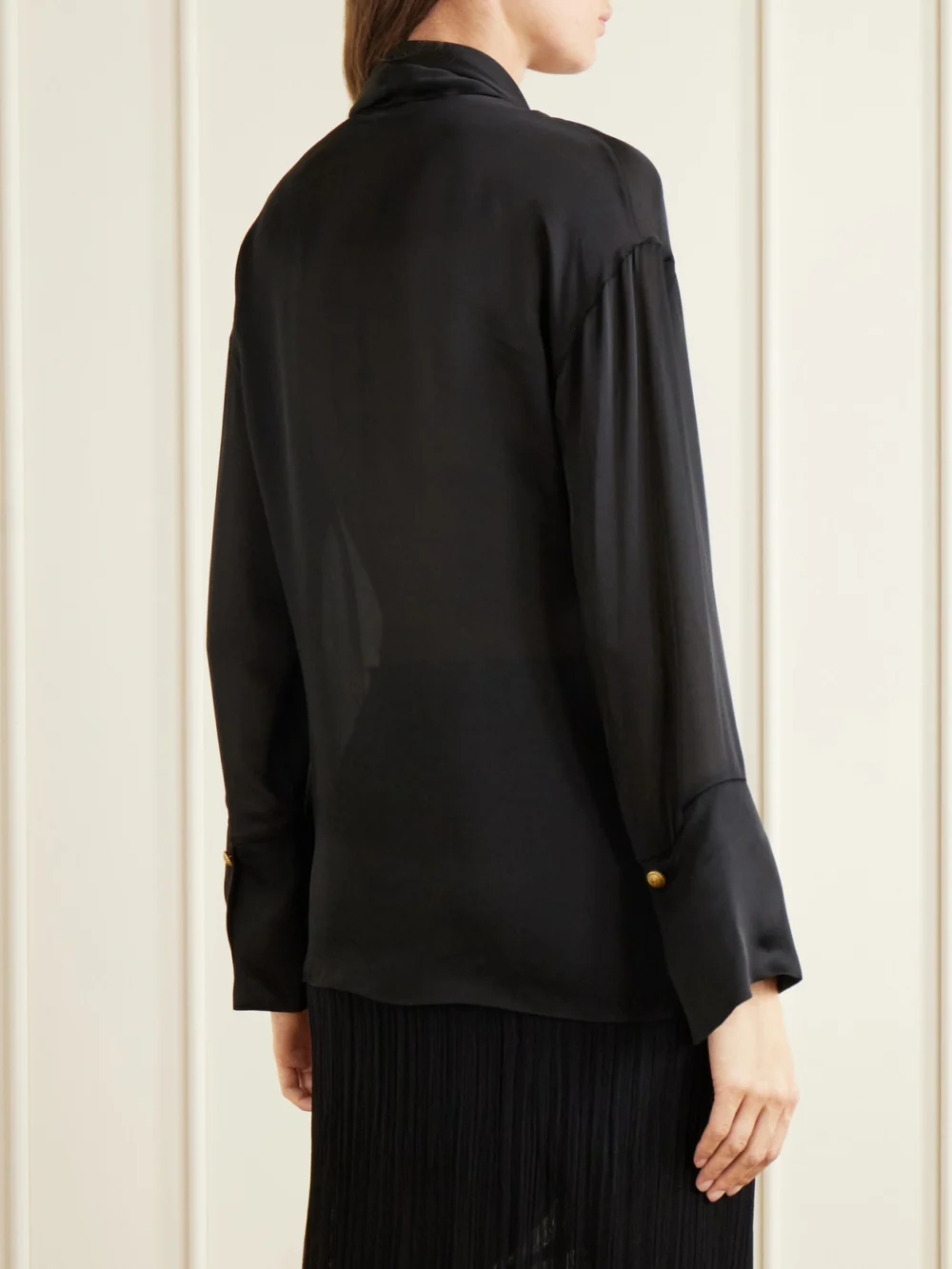 Back view of the Balmain Knotted Silk Shirt