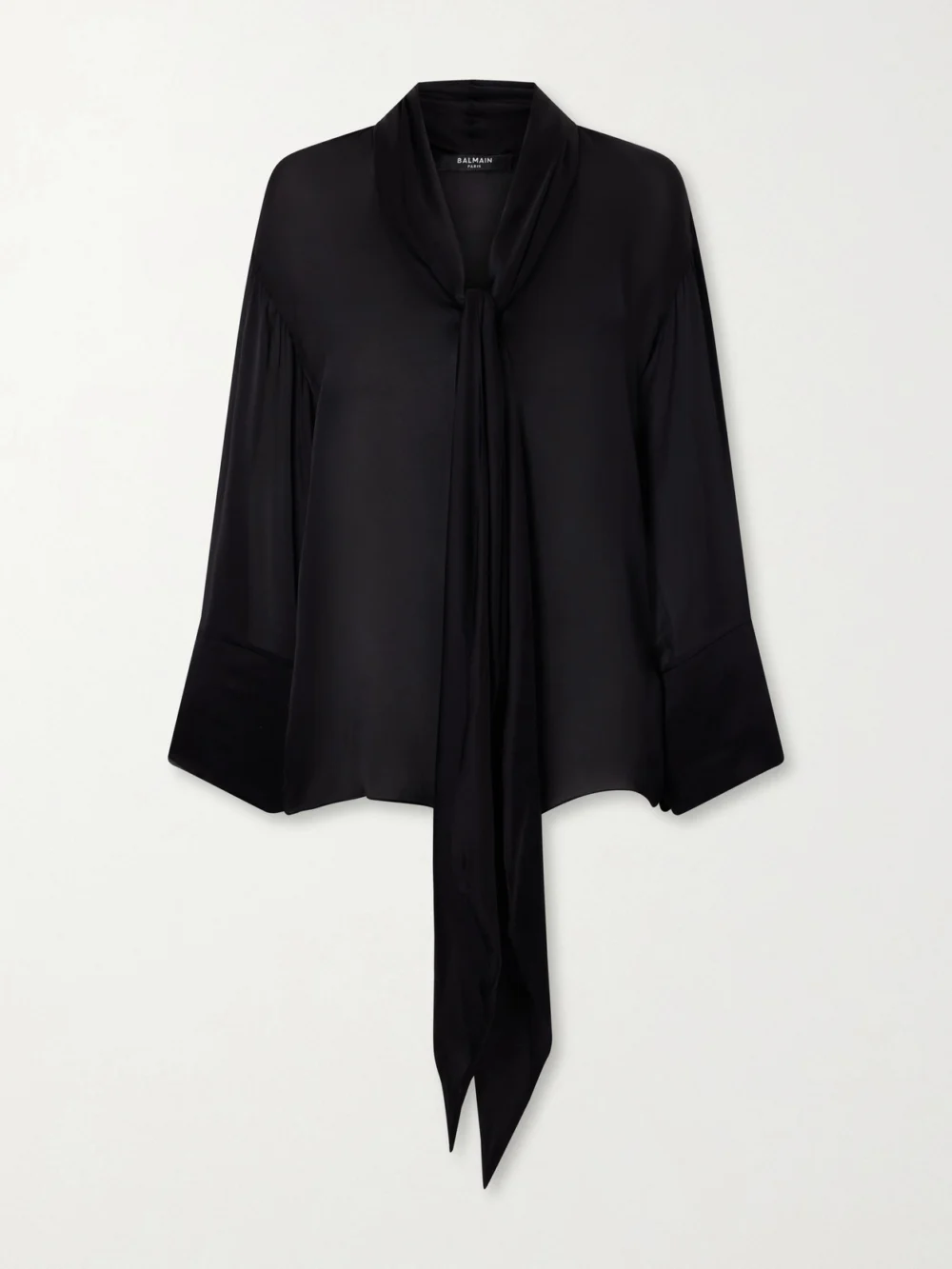Balmain Knotted Silk Shirt in black