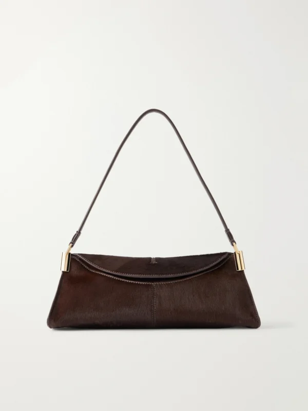 Balmain Leather-trimmed Pony-hair Shoulder Bag