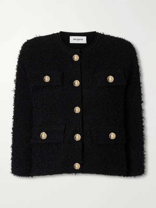 Balmain Metallic Embellished Tweed Jacket