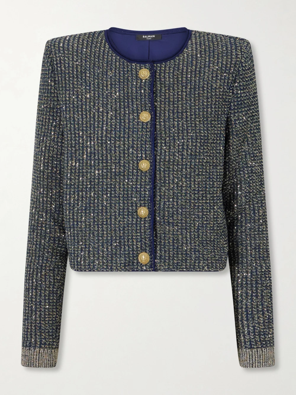 Balmain Metallic-trimmed Tweed Cardigan in multi
