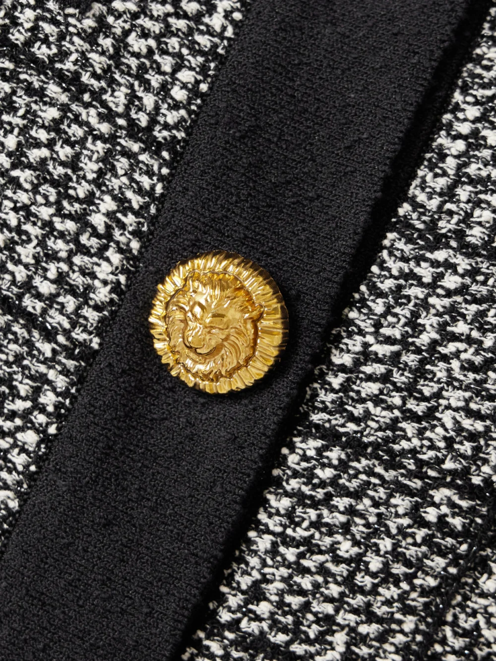 Close-up detail of the Balmain Metallic Tweed Cardigan