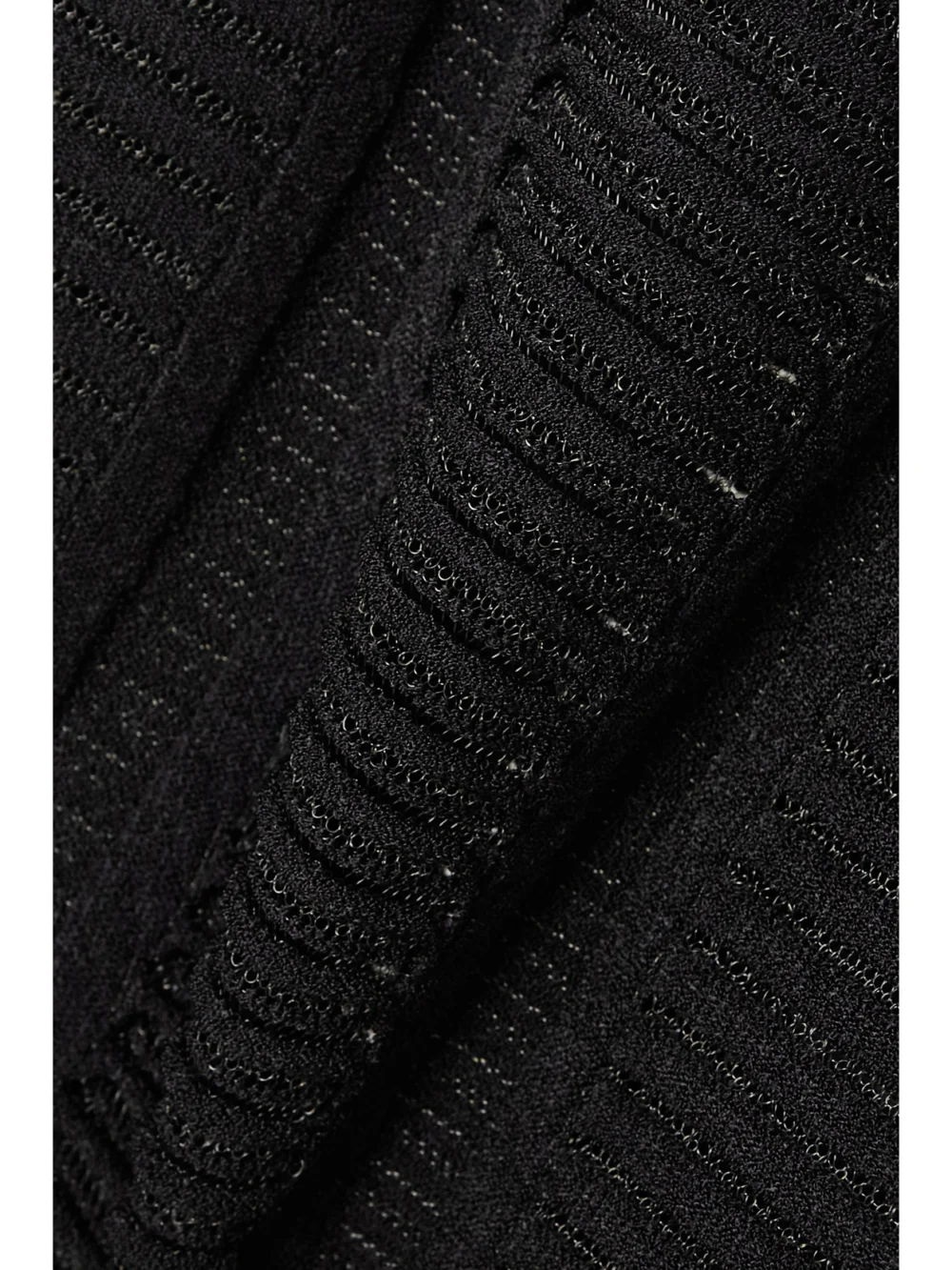 Close-up detail of the Balmain Off-the-shoulder Ribbed-knit Midi Dress
