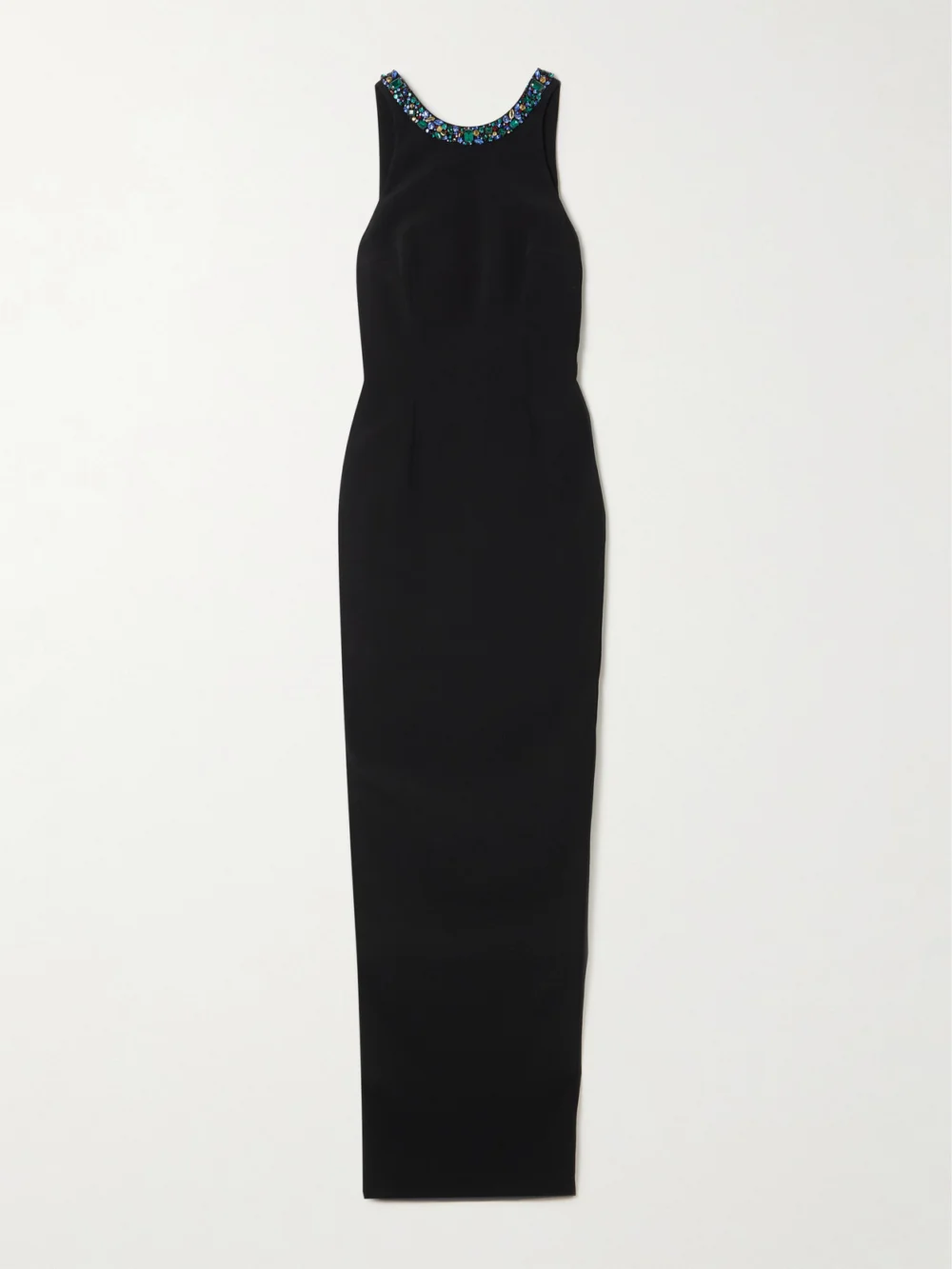 Balmain Open-back Crystal-embellished Crepe Gown in black