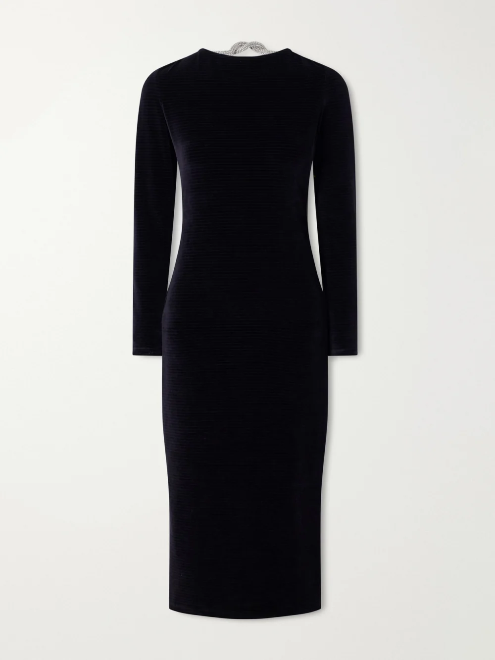 Balmain Open-back Embellished Cotton-blend Velvet Midi Dress in black
