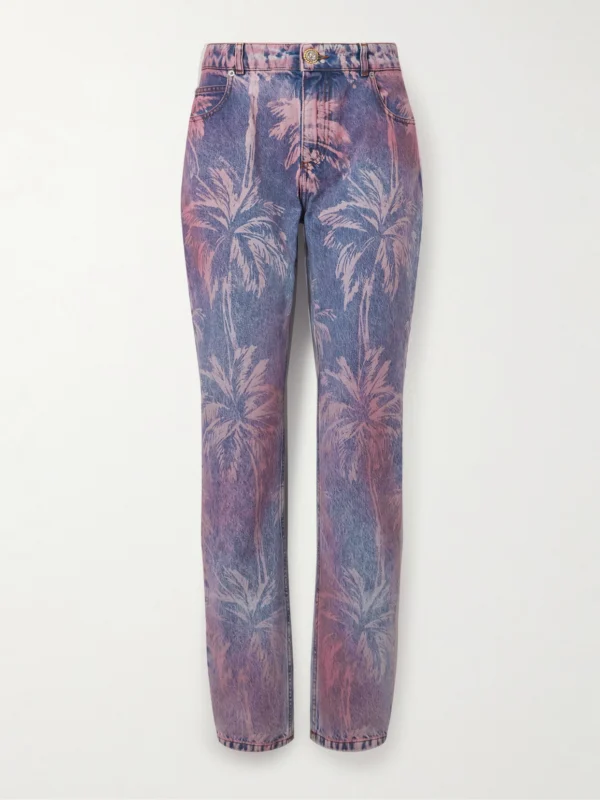 Balmain Palm Trees Printed Boyfriend Jeans