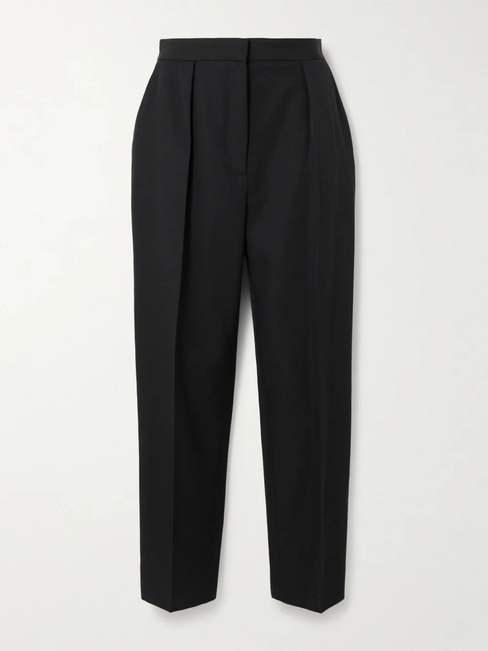Balmain Pleated Grain De Poudre Wool Tapered Pants in black