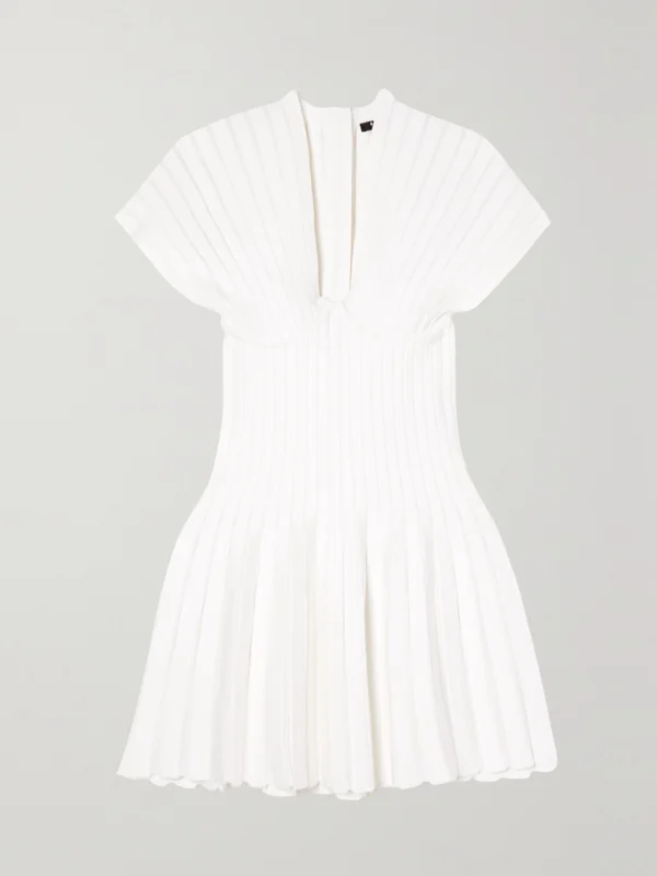 Balmain Pleated Knitted Mini Dress